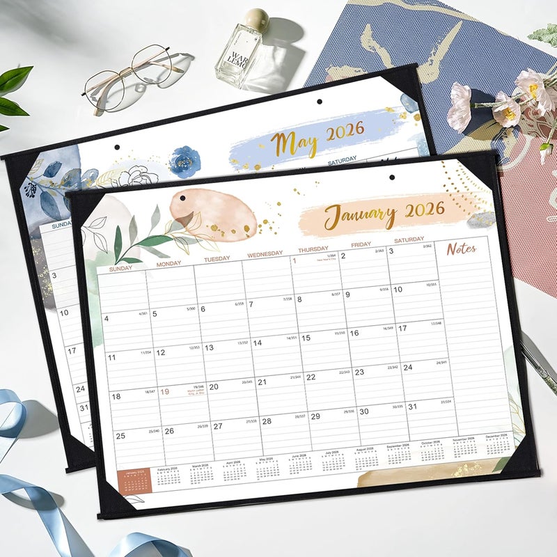 Feteulo 2026 Desk Calendar - Desk Calendar 2026, 22" x 17", Jan 2026 - Dec 2026, 12 Monthly Desk/Wall Calendar, Large Ruled Blocks, Notes, Thick Paper, Corner Protector - Image 2
